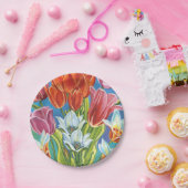 IIIのブーケ縁どー ペーパープレート (パーティー)