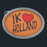 IkハートHolland bk onまたはbbcnt 卵形バックル<br><div class="desc">IKハートオランダbkオンオレンジ色のベルトバックルデザイン©トリケットとモノ2022 - AHPデザイン。All Rights Reserved.</div>