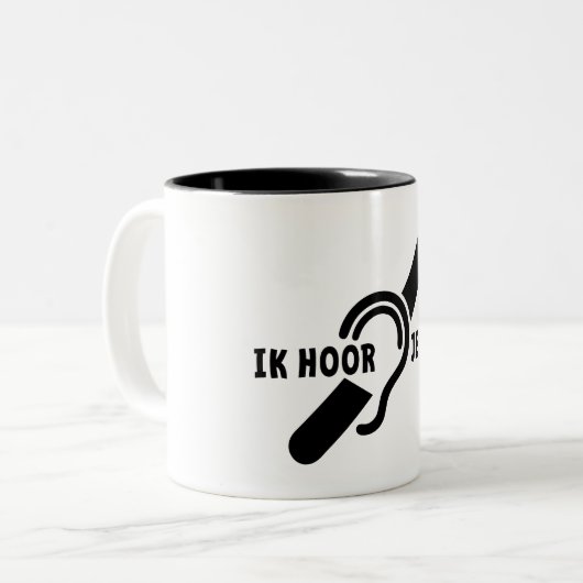 Ik ben doof. Doven, slechthorend. Lip lezen ツートーンマグカップ (正面左)