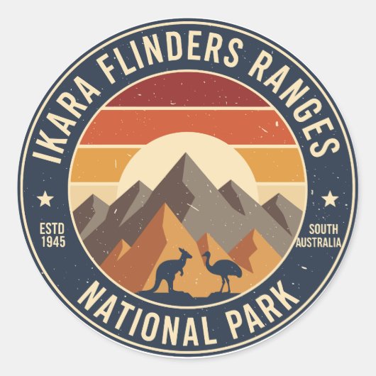 Ikara Flinders Ranges NP Retro Sticker ラウンドシール (正面)