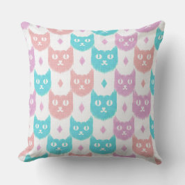 Ikat cat pastel pattern クッション