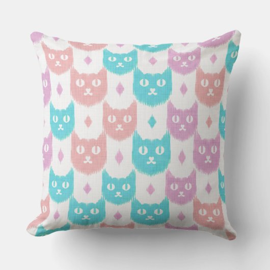 Ikat cat pastel pattern クッション (正面)