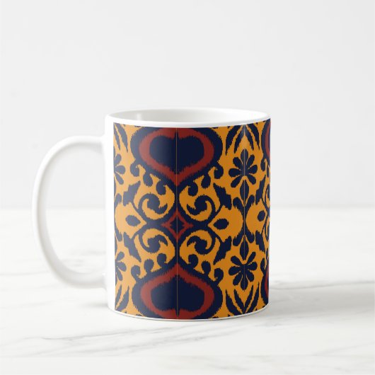 Ikat geometric folklore ornament. Oriental damask コーヒーマグカップ (左)