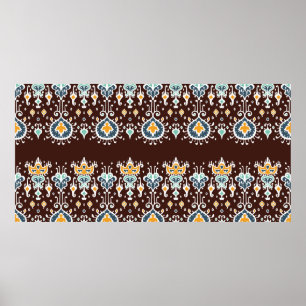Ikat geometric folklore ornament. Oriental Vintage ポスター