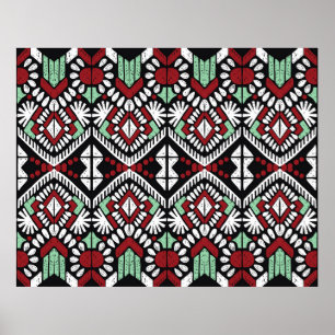 Ikat geometric folklore ornament. Tribal ethnic vi ポスター