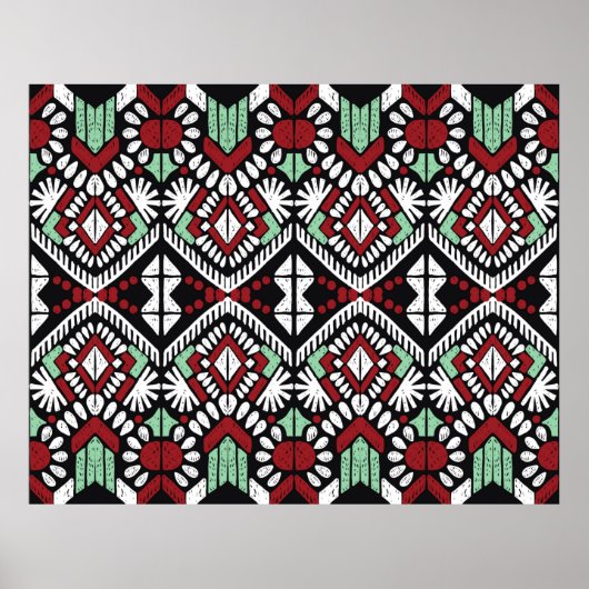 Ikat geometric folklore ornament. Tribal ethnic vi ポスター (正面)