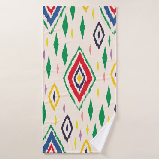 Ikat geometric folklore ornament with diamonds. Tr バスタオル (バスタオル)