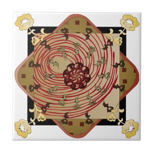 Ikea Rugs赤い渦巻きタイル タイル (正面)