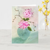 Ikebanaの花の水彩画の挨拶状 カード (黄色い花)