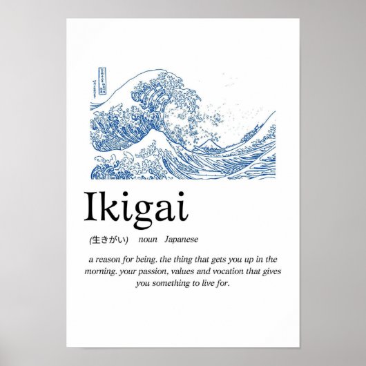 Ikigai Definition Wall Art – Japanese Meaning of L ポスター (正面)