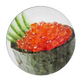 Ikura (サーモンピンクの卵) Gunkan Makiの寿司 カッティングボード (正面)