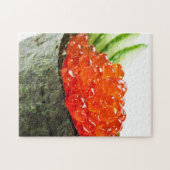 Ikura (サーモンピンクの卵) Gunkan Makiの寿司 ジグソーパズル (横)