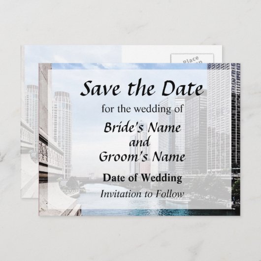 IL – ミシガンアベニューブリッジの日付から表示救する 案内ポストカード (正面/裏面)