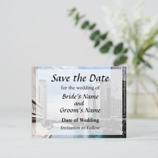 IL – ミシガンアベニューブリッジの日付から表示救する 案内ポストカード (スタンド正面)