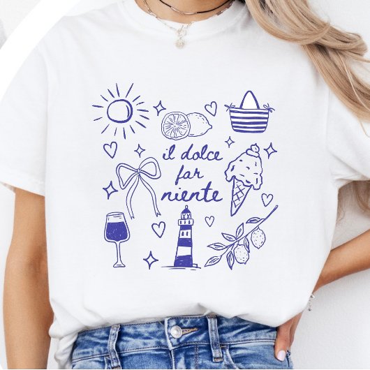 Il Dolce Far Niente Blue Coquette Bow Italy Tシャツ
