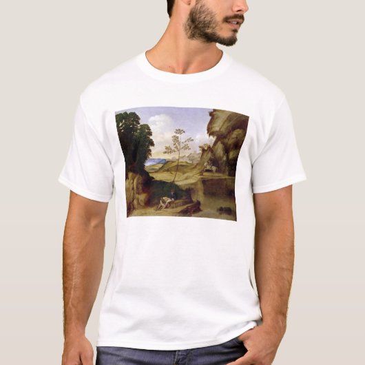 Il Tramonto (日没) (キャンバスの油) Tシャツ (正面)