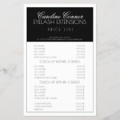 Ilash Extensions（白黒）の価縁ど格表 チラシ (正面)