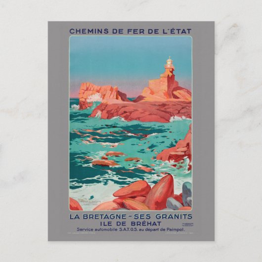 Ile de Brehat France Vintage Poster 1930 ポストカード (正面)
