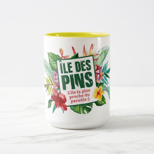 Île des Pins paradis, Nouvelle Calédonie tropical, ツートーンマグカップ (中央)