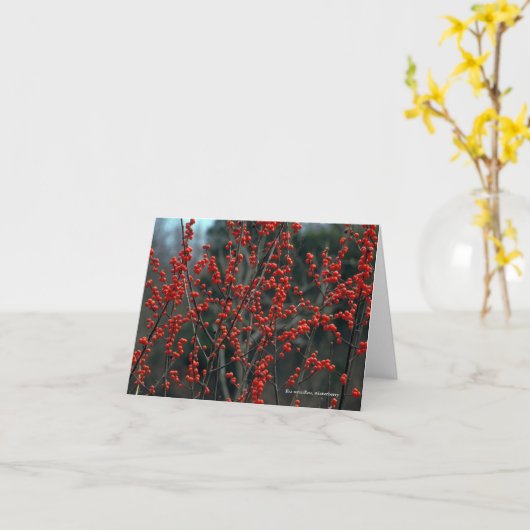 Ilexのverticillata、winterberry カード (黄色い花)