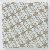 Ilex – Holly – Christdorn – hellblau Muster ストーンコースター (正面)