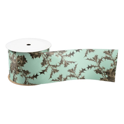 Ilex – Holly – Christdorn – Muster Verzierung サテンリボン (リール)