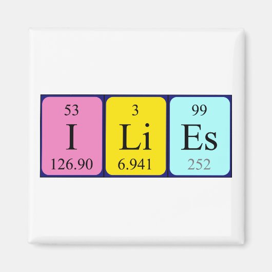 Ilies周期表名磁石 マグネット (正面)