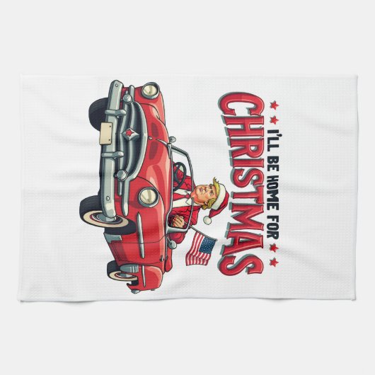 I'll be Home For Christmas Trump Won Election 2024 キッチンタオル (横)
