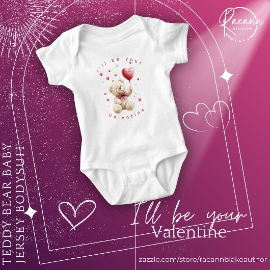 "I'll Be Your Valentine" Teddy Bear Baby Bodysuit ベビーボディスーツ
