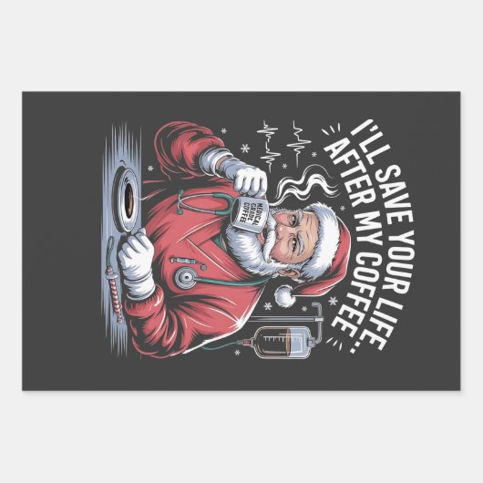 I'll Save Your Life After My Coffee Christmas  ラッピングペーパーシート (正面)