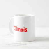 「#Illinois」かわいいデザイン。買今 コーヒーマグカップ (正面左)