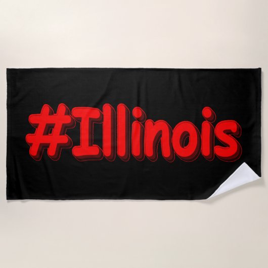 「#Illinois」かわいいデザイン。買今 ビーチタオル (正面)