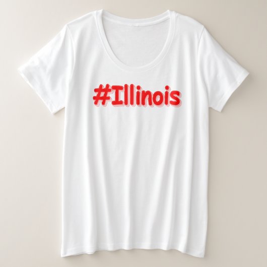 「#Illinois」かわいいデザイン。買今 プラスサイズTシャツ (デザイン正面)