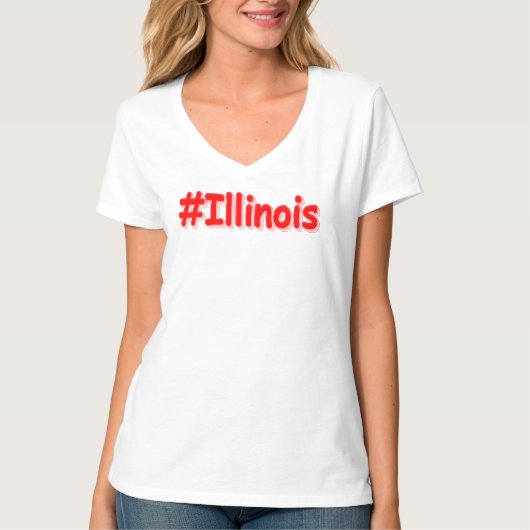 「#Illinois」かわいいデザイン。買今 Tシャツ (正面)