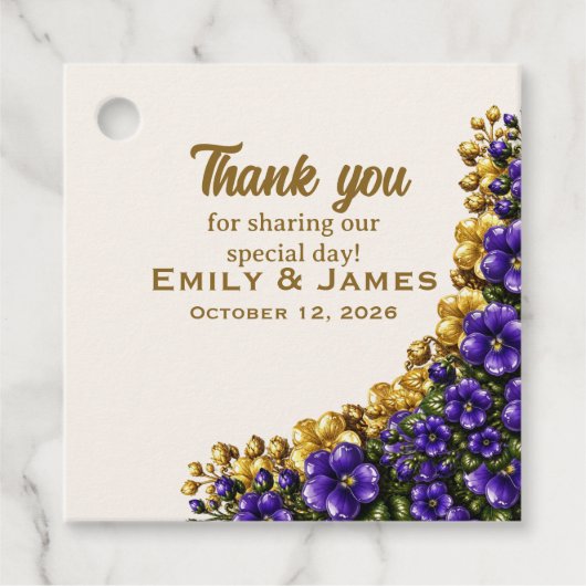 Illinois Blue Violet Wedding Favor Tag フェイバータグ (正面)