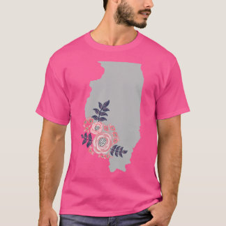 Illinois Home State Floral Bouquet Tシャツ