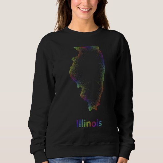 Illinois IL Pride Prairie State Map Chicago Lake M スウェットシャツ (正面)