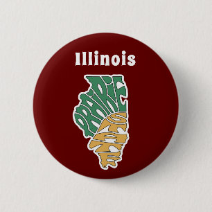 Illinois Nickname Word Art 缶バッジ