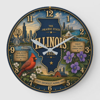 Illinois Prairie State ラージ壁時計