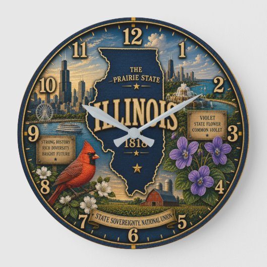 Illinois Prairie State ラージ壁時計 (正面)