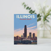 Illinois Prairie State Chicago Skyline ポストカード (スタンド正面)