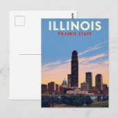 Illinois Prairie State Chicago Skyline ポストカード (正面/裏面)