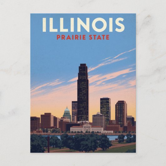 Illinois Prairie State Chicago Skyline ポストカード (正面)