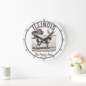 Illinois Prairie State Deer ラージ壁時計 (ホーム)