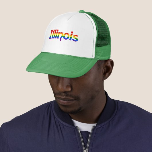 Illinois Rainbow text Hat キャップ (インサイチュ)