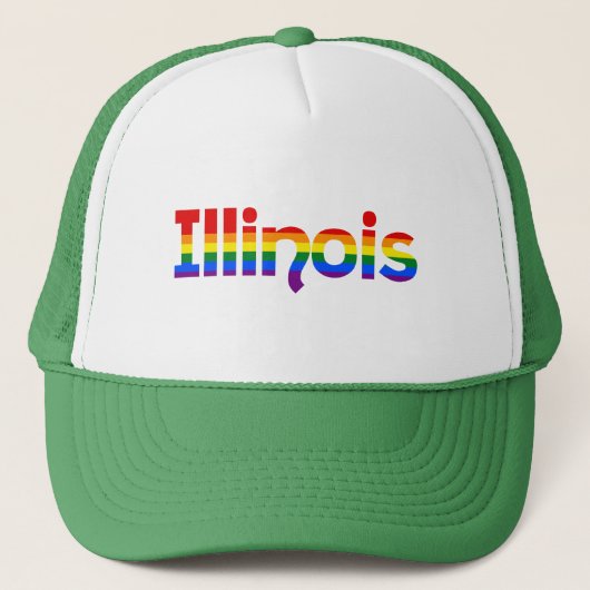 Illinois Rainbow text Hat キャップ (正面)