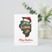 Illinois State Map Christmas Holiday Postcard シーズンポストカード (スタンド正面)