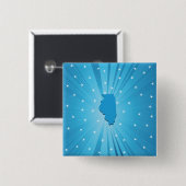 Illinois State Silhouette Blue Starburst 缶バッジ (正面&裏面)