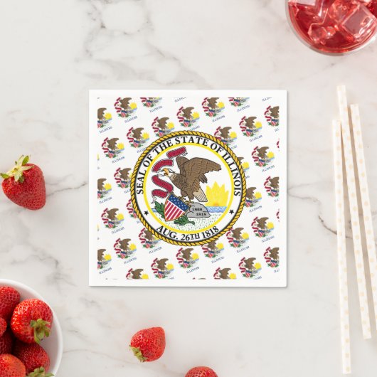 Illinoisan Flag & Seal, Illinois スタンダードカクテルナプキン (インサイチュ)