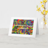 illuatrated虹のデザインの卒業カード手 カード (黄色い花)